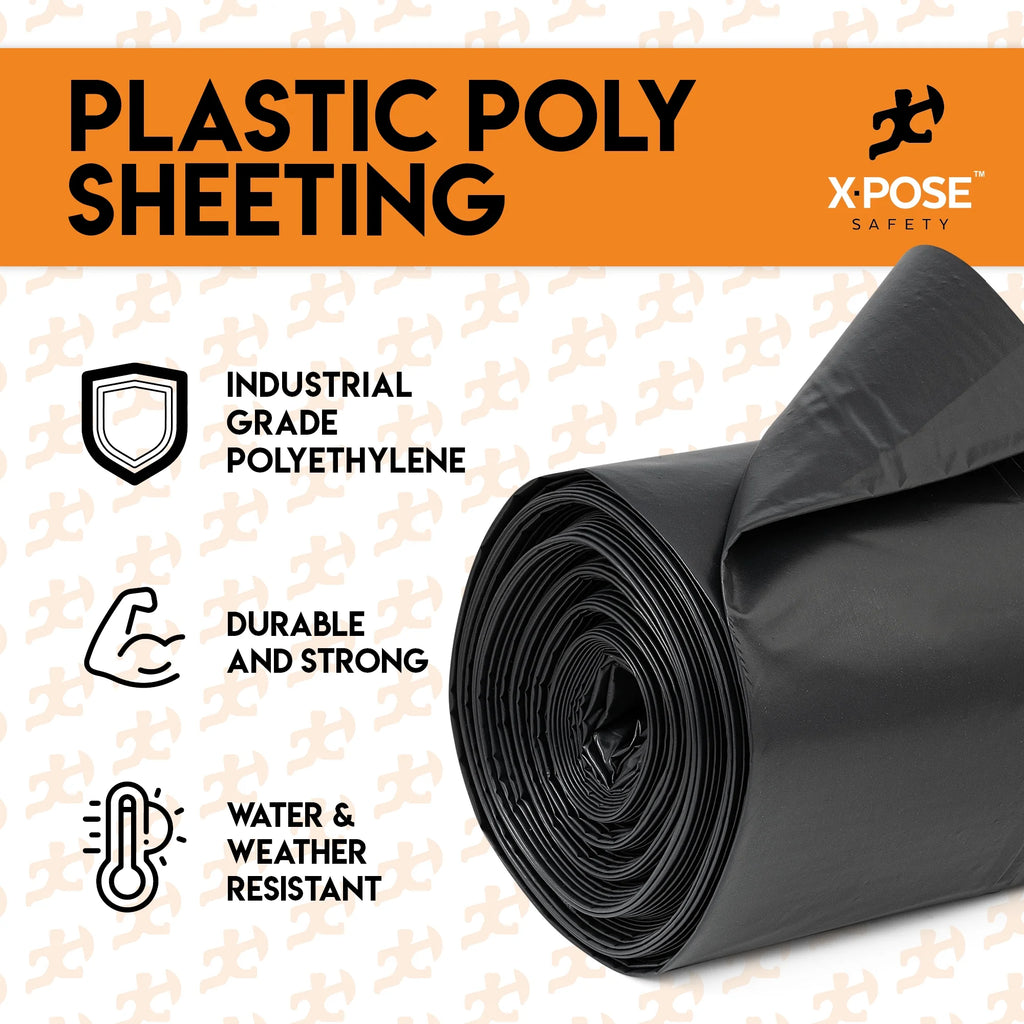 Black Poly Sheeting 10 x 100 Feet Heavy Duty 3.4 Mil Thick Plastic Tarp Waterproof Cover I8997
