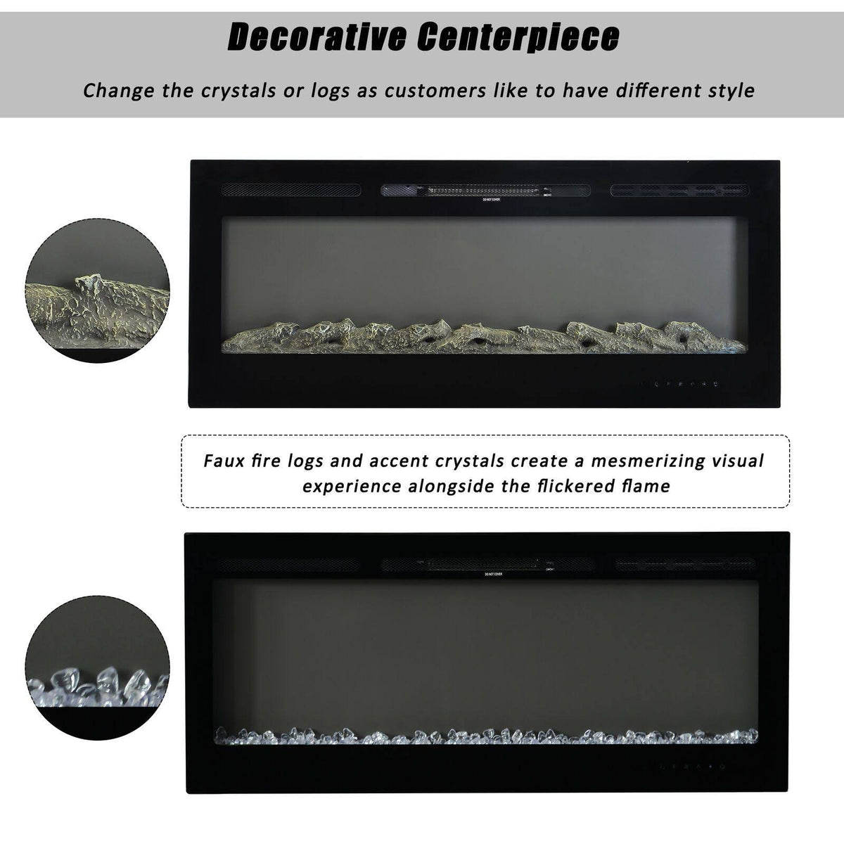 50-Inch Wall Mounted Recessed Electric Fireplace V76515