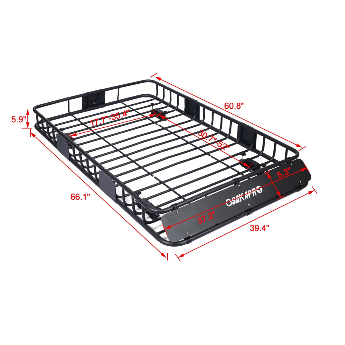 Black Steel Roof Rack Cargo Carrier Basket O2326