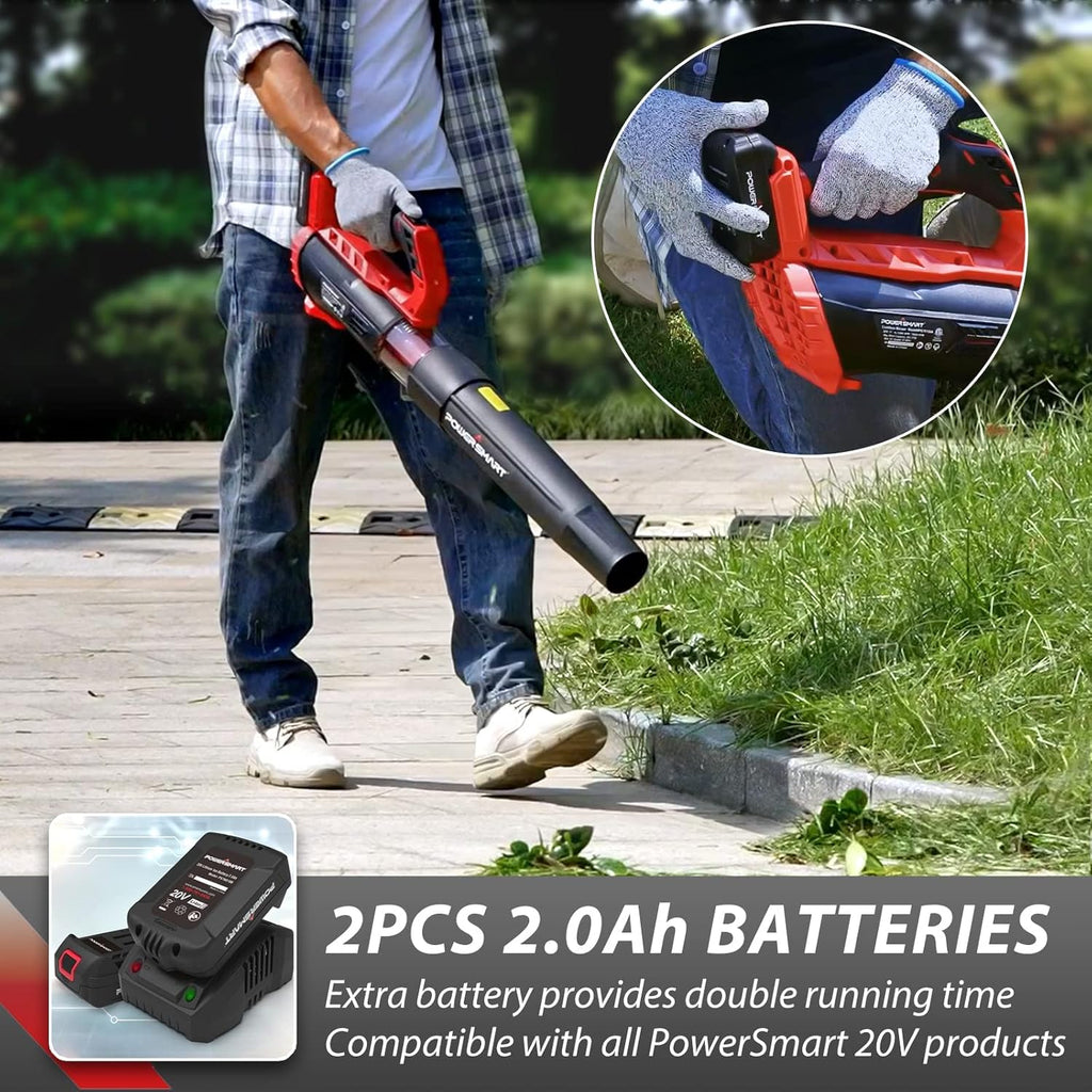Cordless 20V Electric Leaf Blower with 2 X 2.0 Battery & Charger, 350CFM 85MPH B54361
