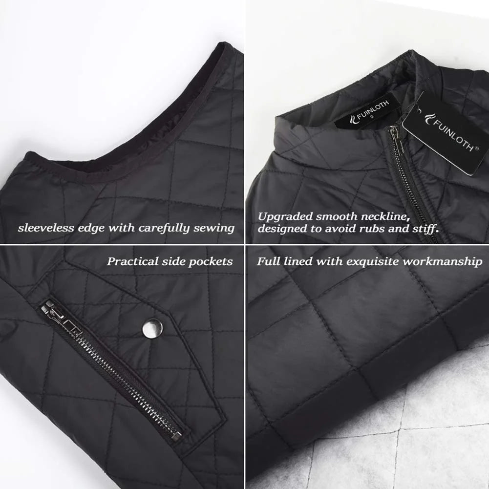 Black Quilted Zip Padded Vest H935710