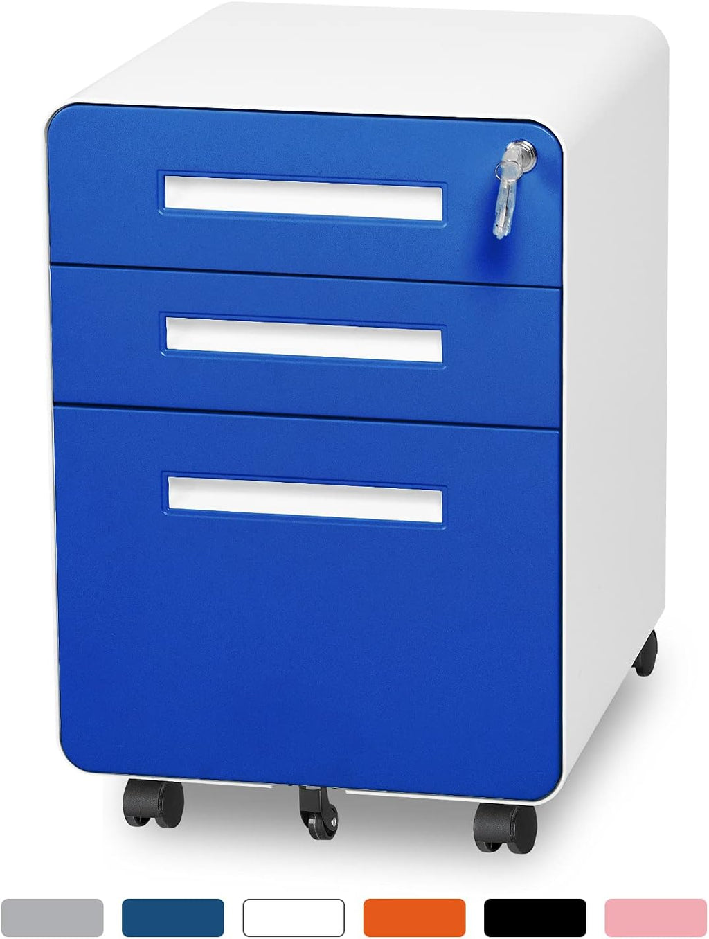 Blue 3 Drawer Metal File Cabinet with Lock C8840
