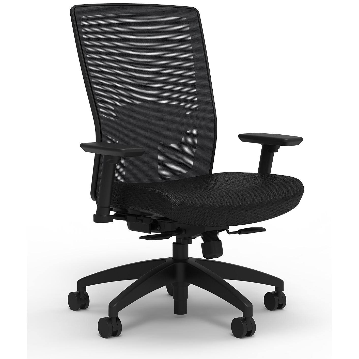 Fabric Task Chair Black Adjustable Lumbar 2D Arms T34209