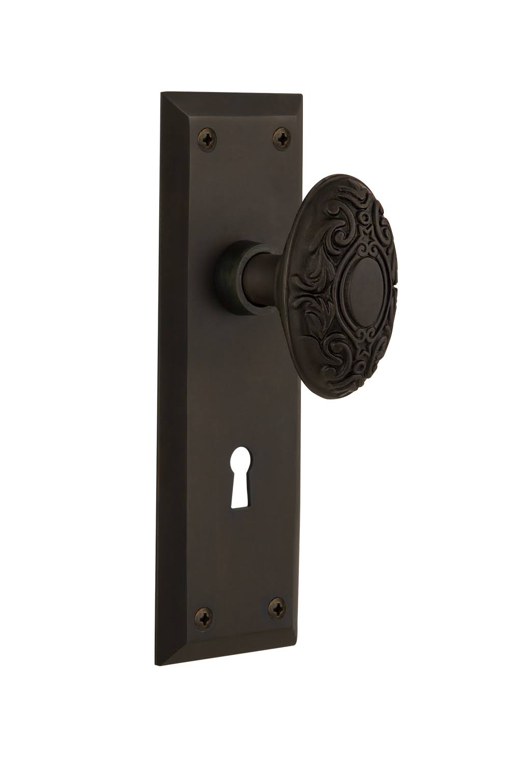 Victorian Door Knob with Keyhole Passage, Oil-Rubbed Bronze I2239