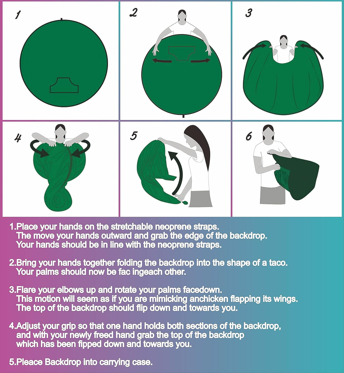 Collapsible Portable Webcam Background Chroma Key Green (58in×58in) W934009