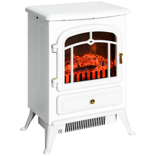 White Freestanding Electric Fireplace Heater, 750W/1500W X445