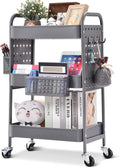 Pink 3-Tier Rolling Utility Storage Cart with Removable Baskets R944287
