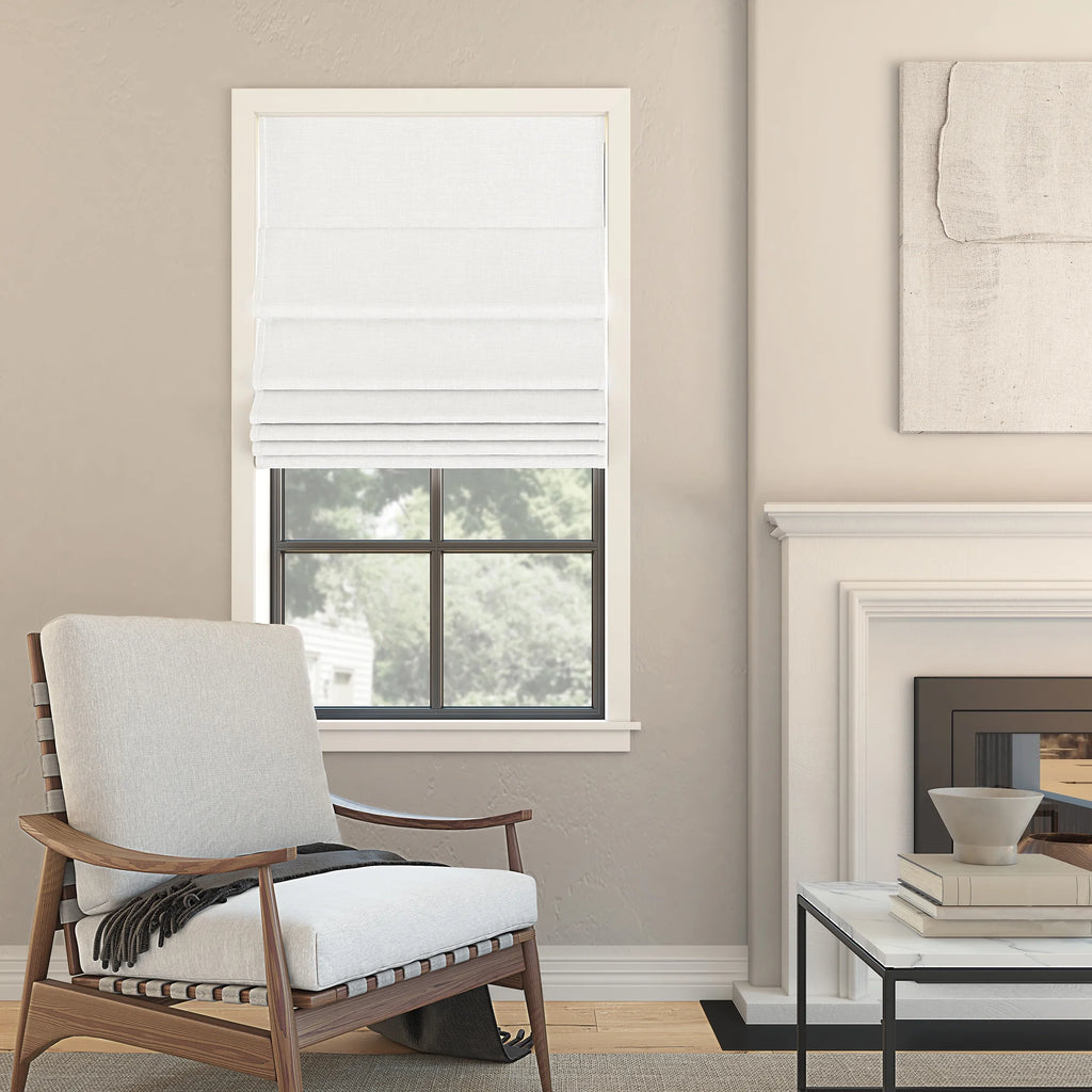 White 100% Blackout Cordless Roman Shade L494650