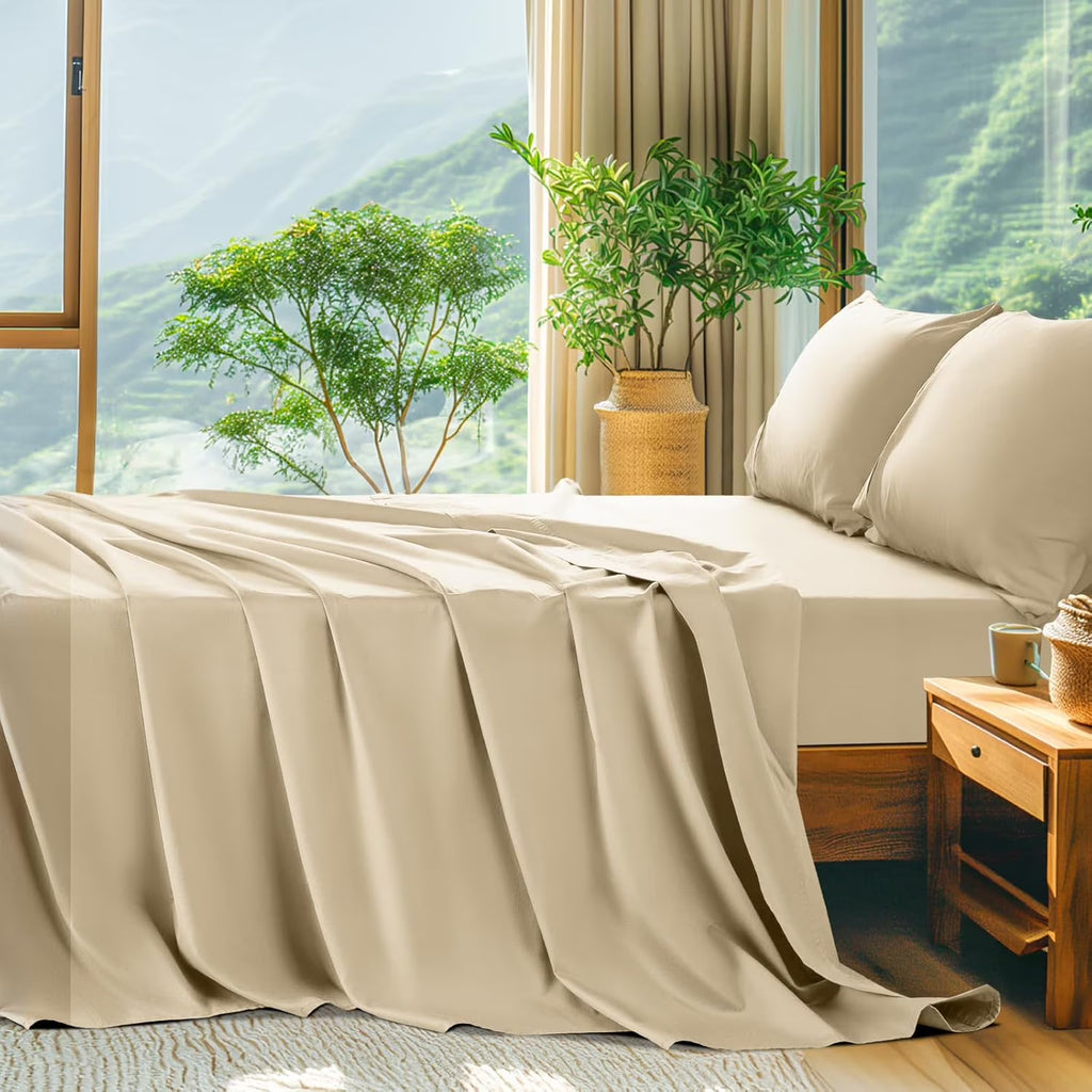 King Size 4 PC Cotton Sateen Bed Sheet Set with 16" Deep Pocket O80551
