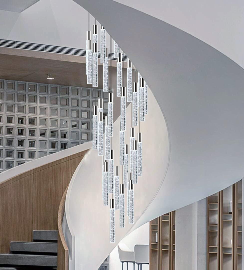 24-Lights Silver Chrome Modern Dimmable Crystal Chandelier Q77426