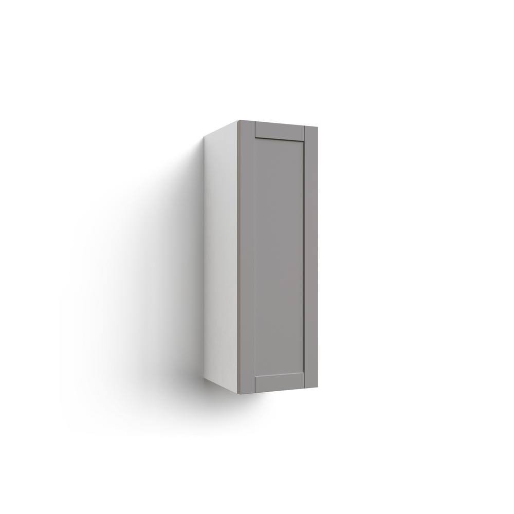 Gray Shaker Single Door Wall Cabinet Right Handed 12 in. W x 13.8 in. D x 36.5 in. H O94863