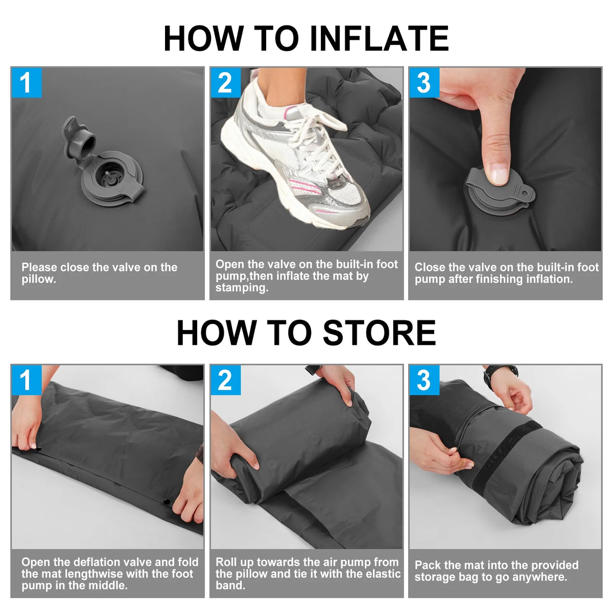 Ultralight Inflatable Camping Sleeping Pad with Built-in Pump N4261