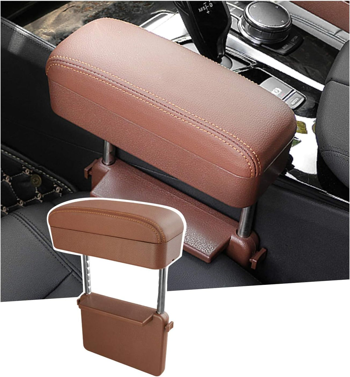 Brown Adjustable Car Armrest Pad I3963