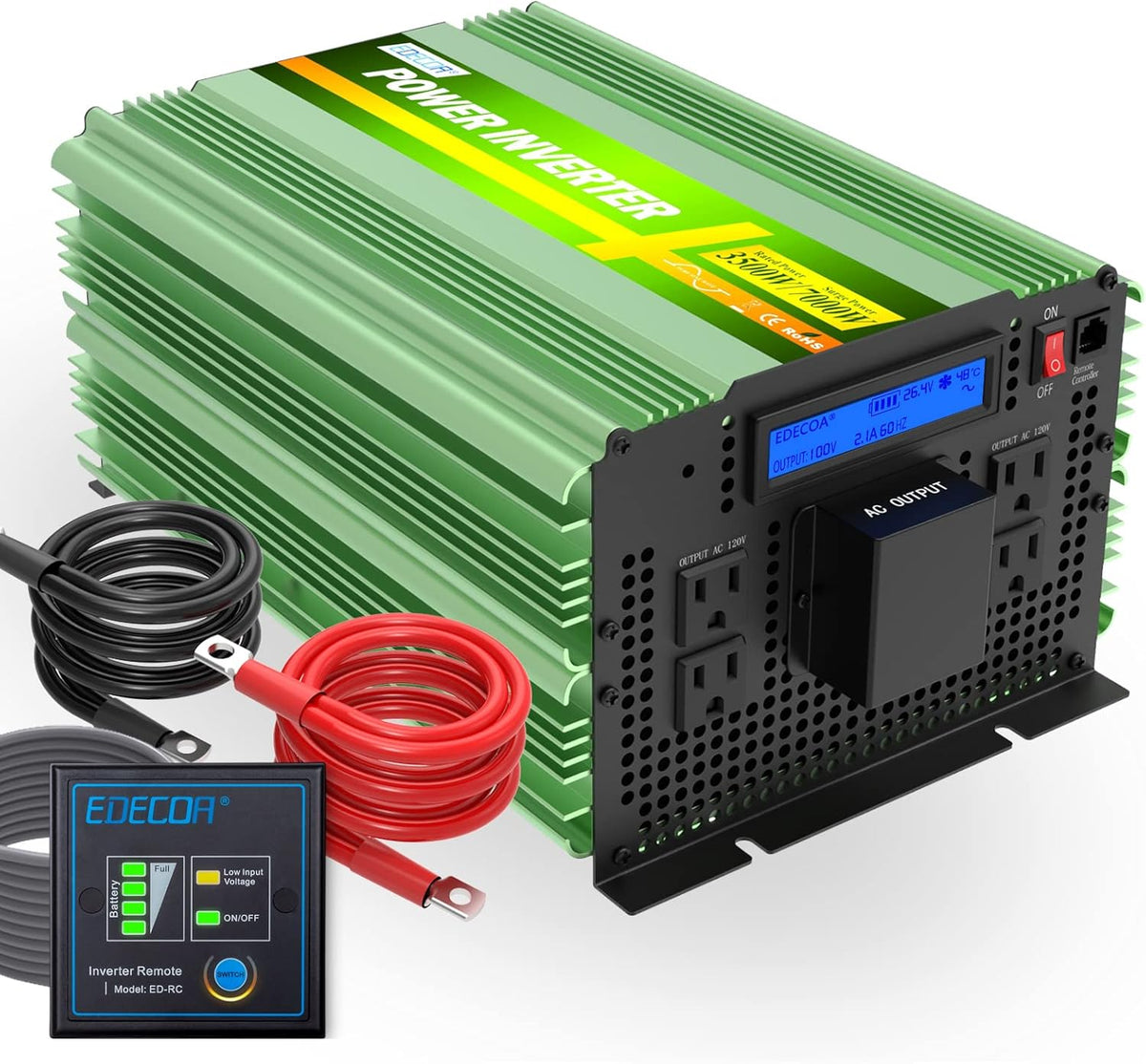 3500 Watt 24V Pure Sine Wave Power Inverter DC 24V to 120V 110V AC with LCD AC Terminal Block B337224