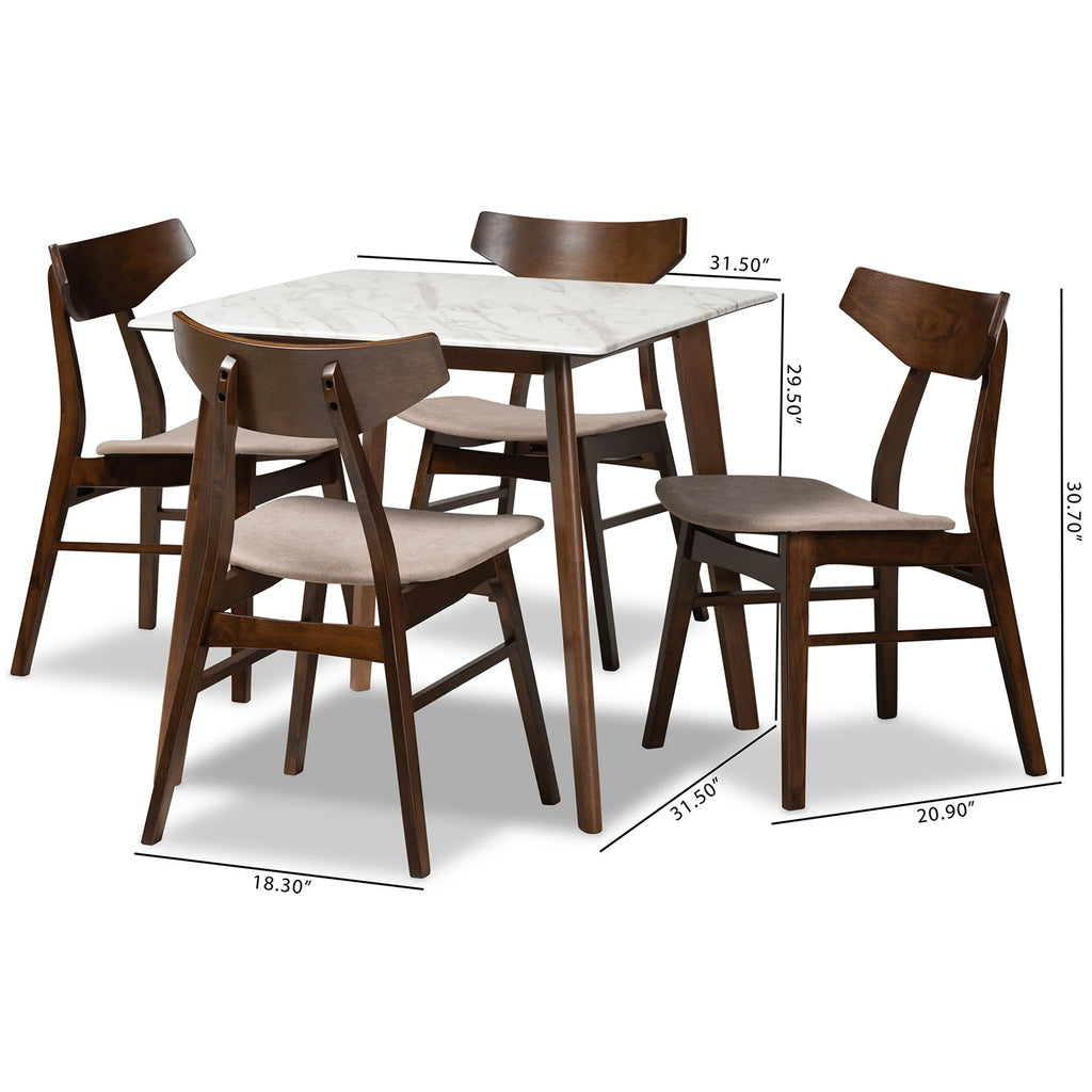 5-Piece Dining Set with Faux Marble Table G8803