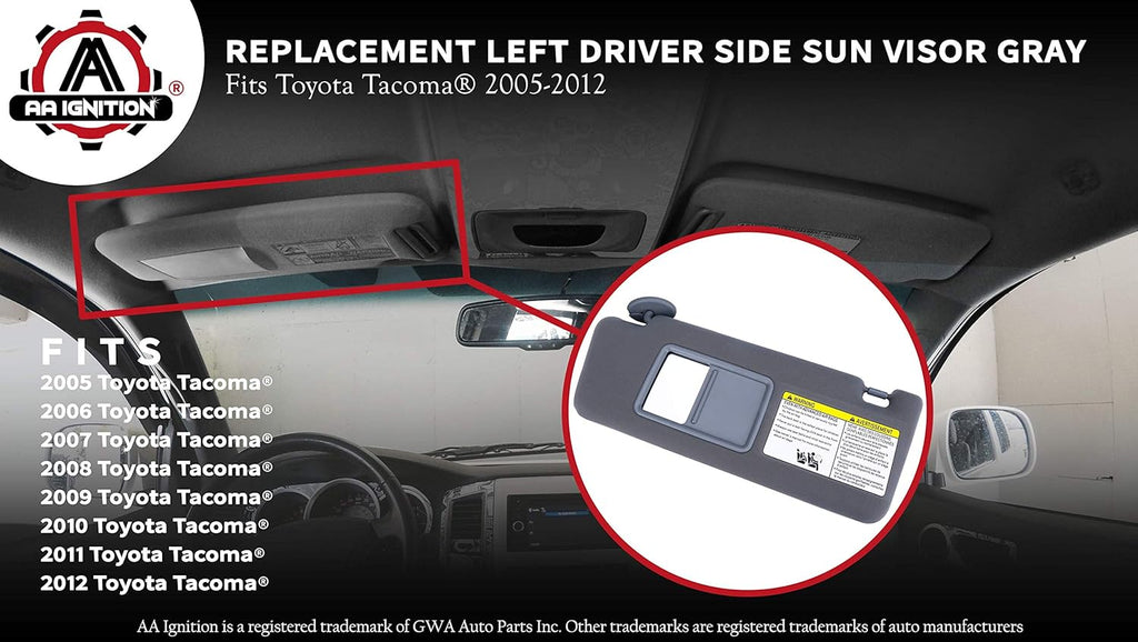 Left Driver Side Sun Visor Gray Without Light Pack of 2 G296483