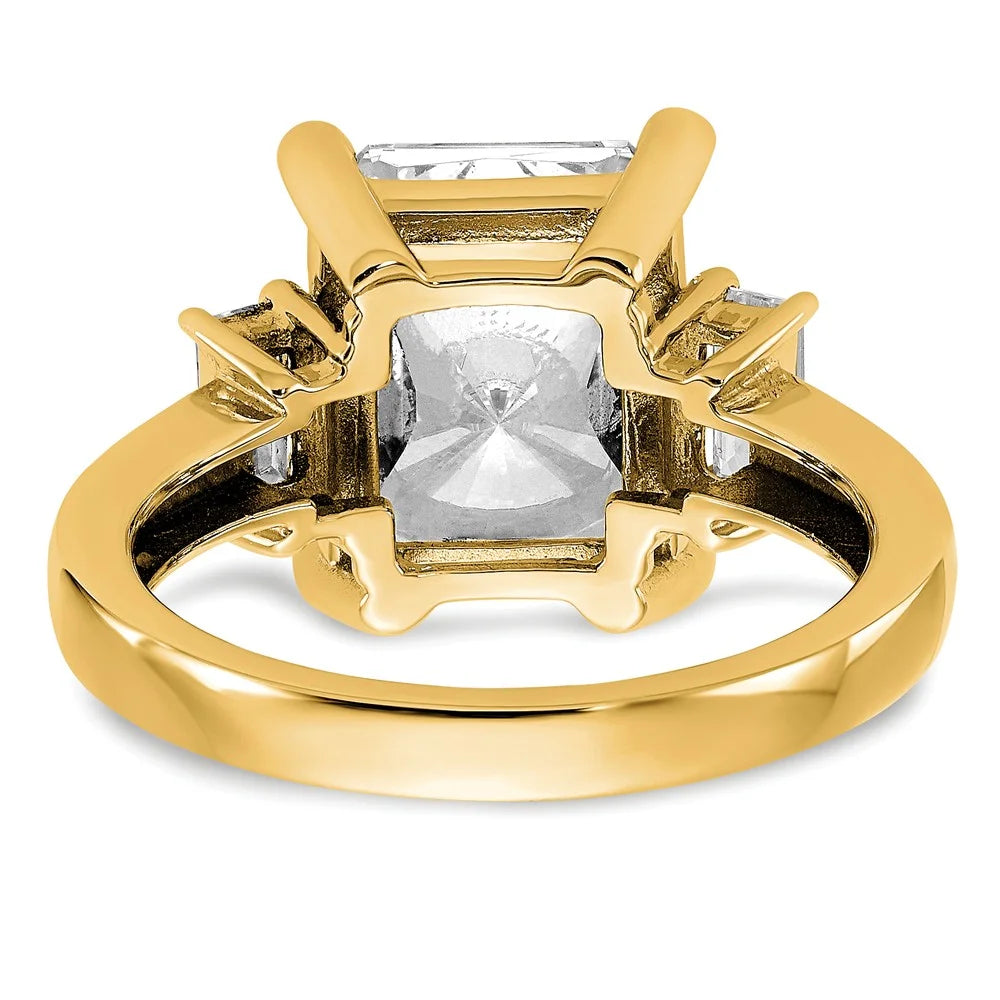 14K Yellow Gold Moissanite Octagon Emerald Ring P282