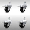 3 inch Soft Rubber Swivel Caster Set with Total Lock Brake T2346