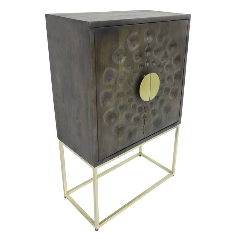 Solid Mango Wood Cabinet - Gray R36562