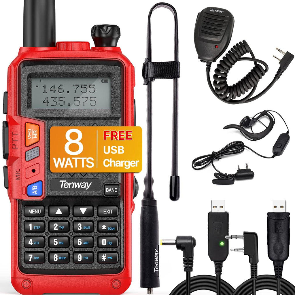 Black Dual Band Portable Two Way Radio with Antenna and USB Charging Cable Q60441
