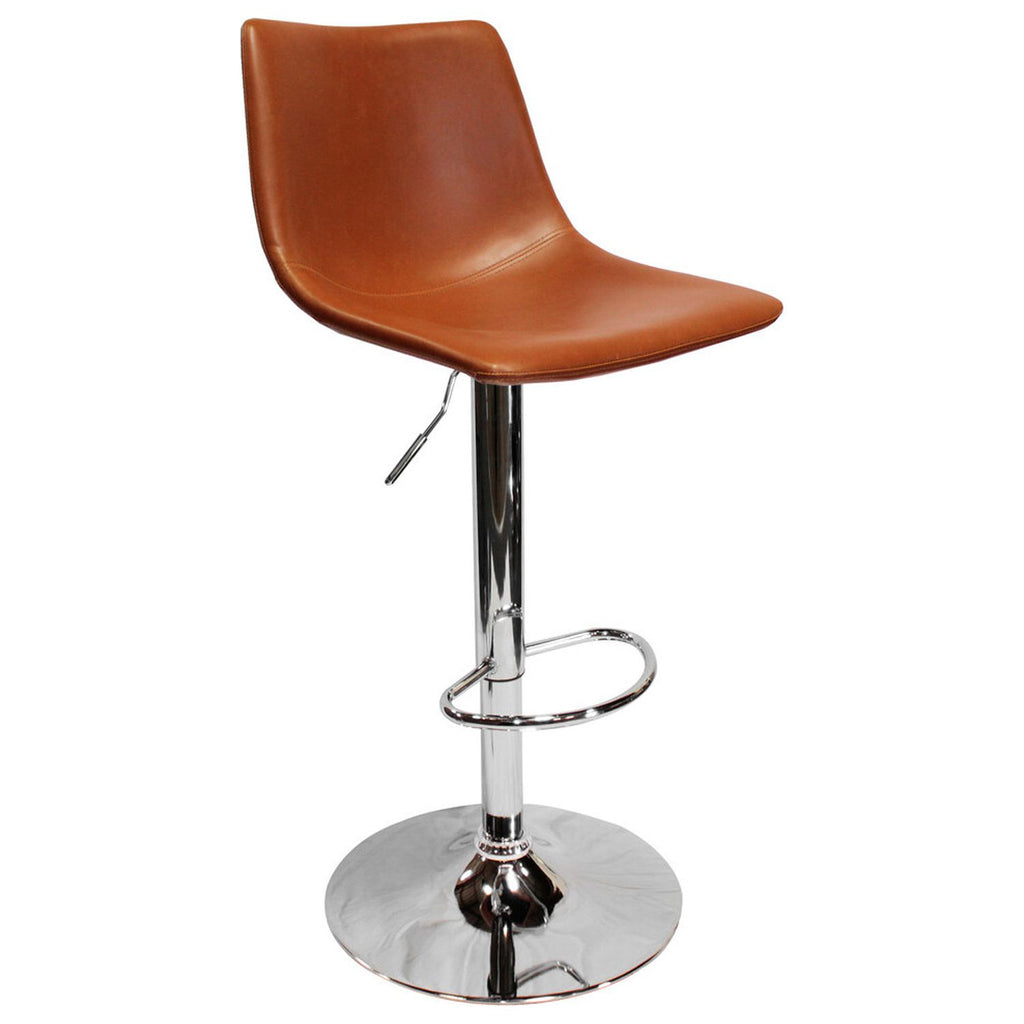 Faux Leather Adjustable Swivel Bar Stool Tan (Set of 2) H3883
