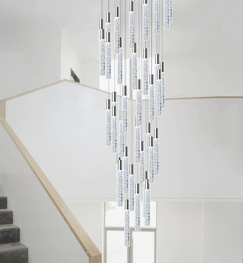 24-Lights Silver Chrome Modern Dimmable Crystal Chandelier Q77426