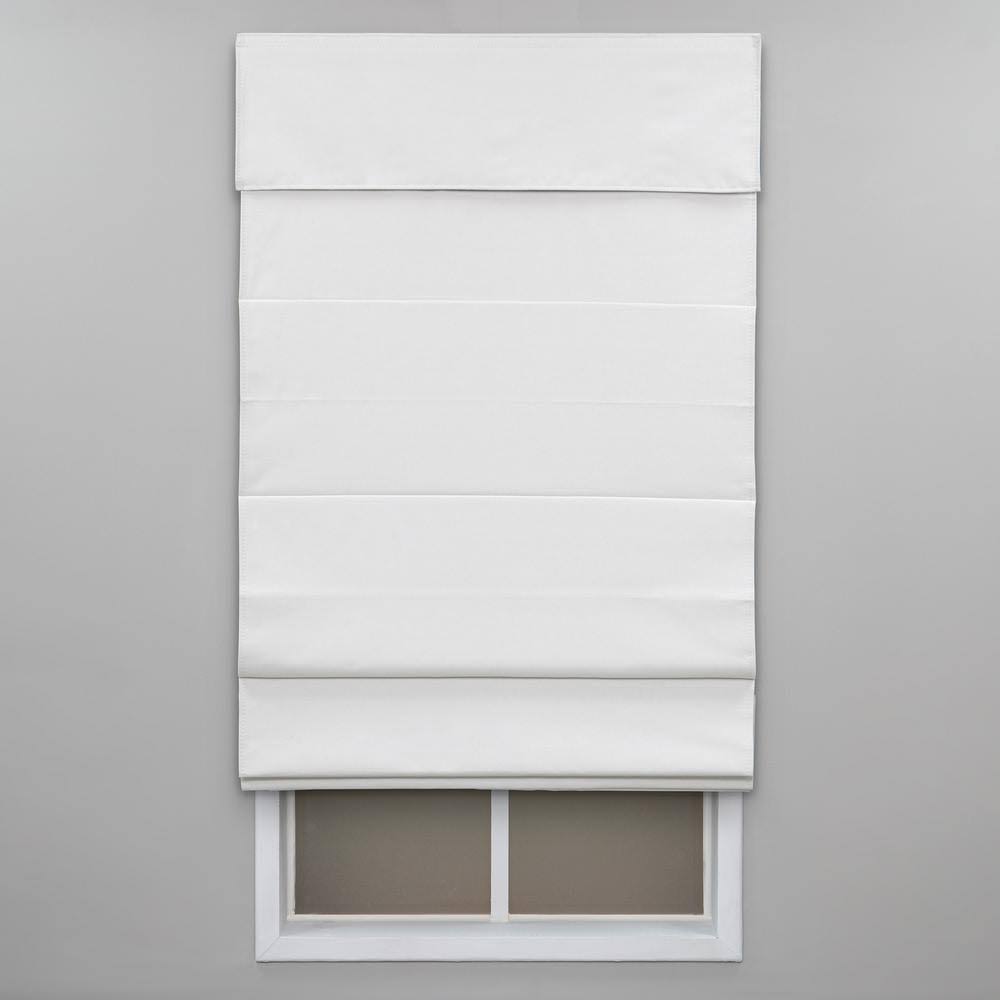 White Cordless Cotton Roman Shade 53 in. W x 72 in. L W677735