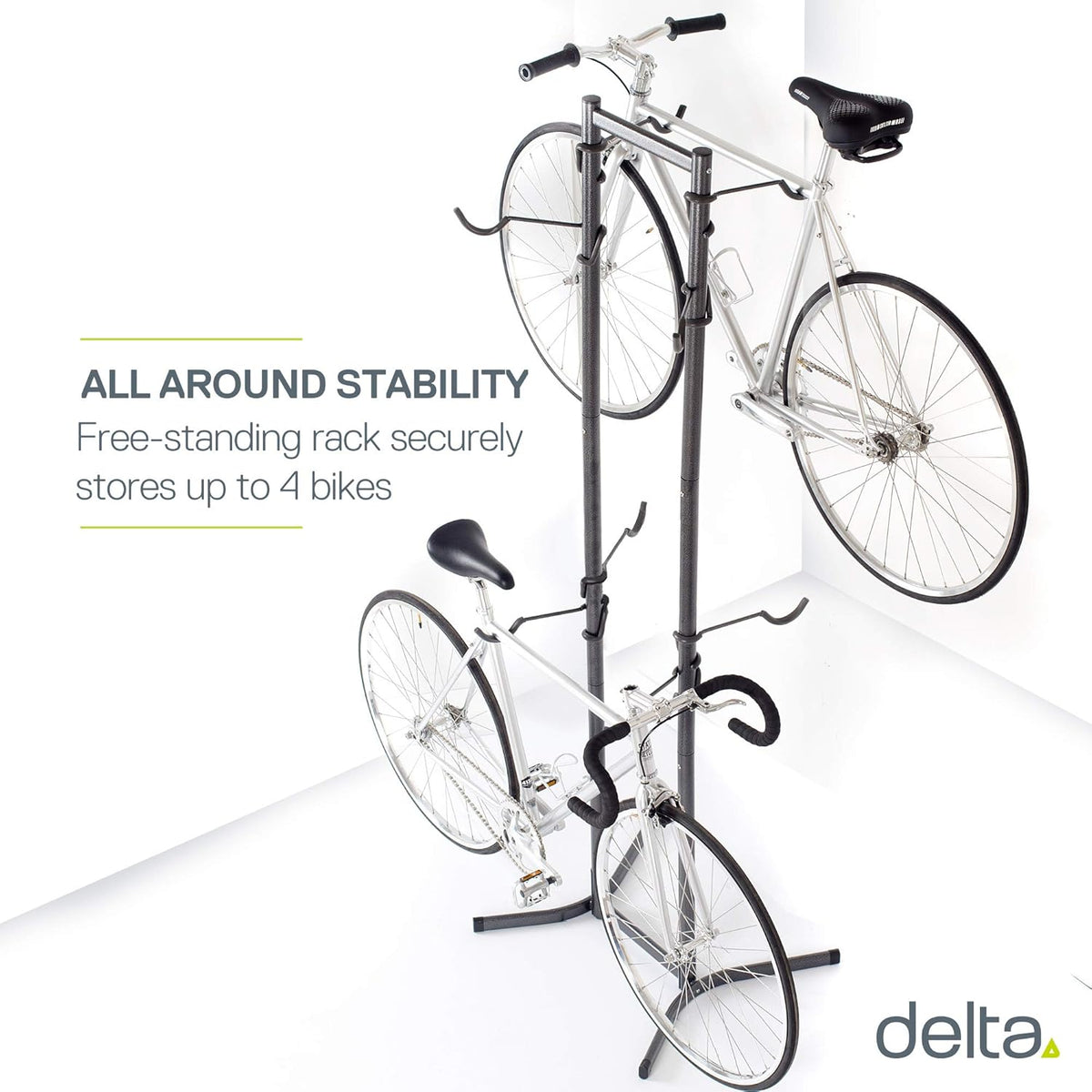 4 Bike Storage Rack, Freestanding Wall Bike Rack, Holds Up to 160 lbs E646452