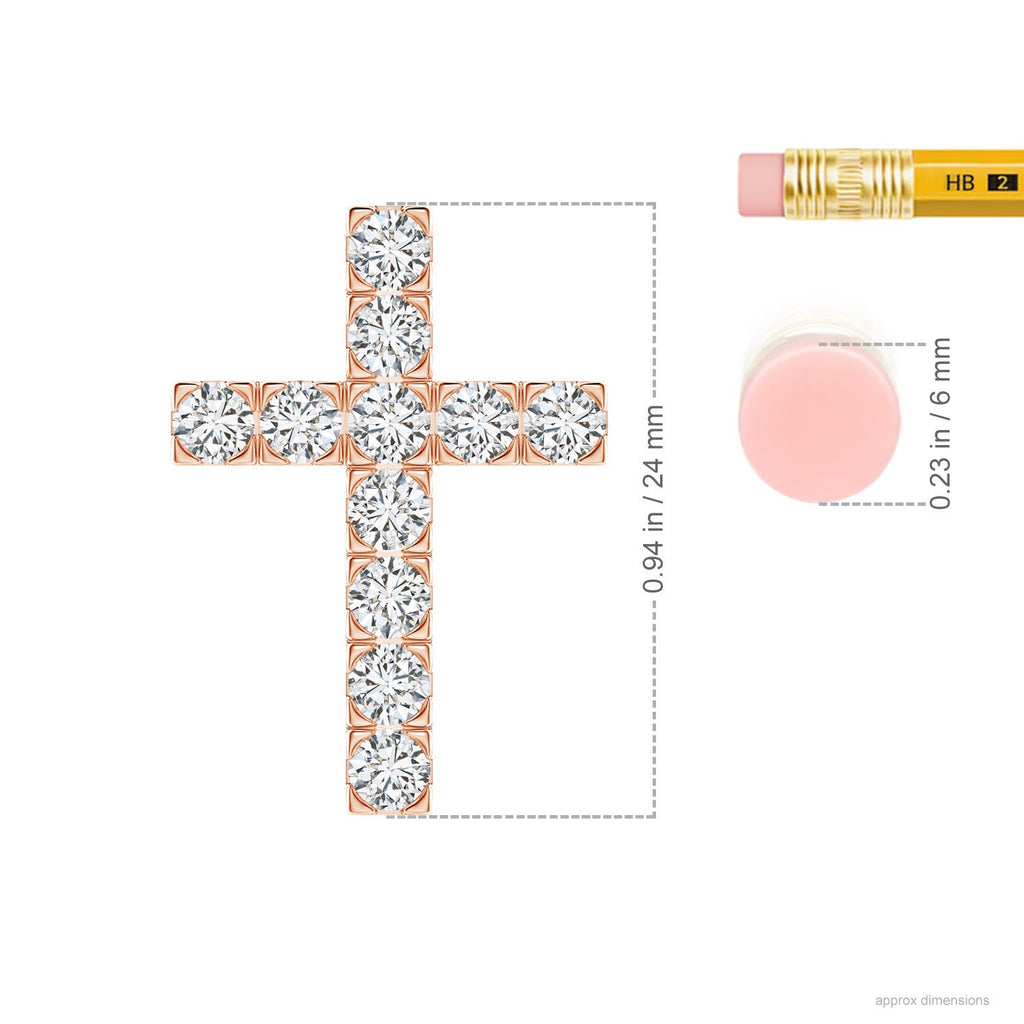 Diamond Cross Pendant Necklace in 14K Rose Gold I612