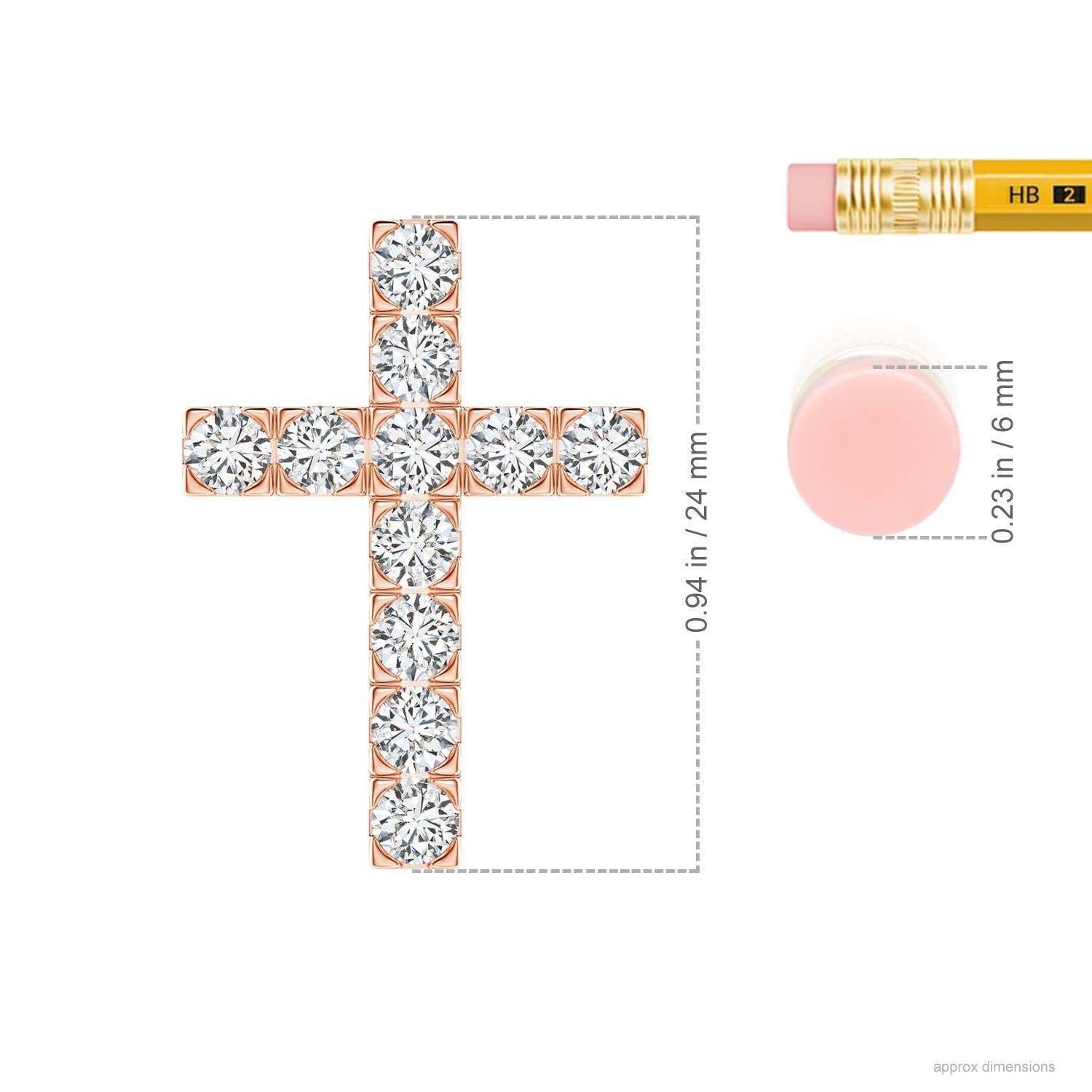Diamond Cross Pendant Necklace in 14K Rose Gold I612