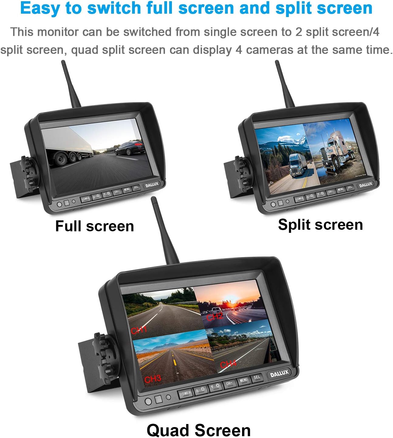 7 inch Wireless Backup Camera Monitor System Kit with HD IP69K Waterproof Night Vision Rear View Camera N3464
