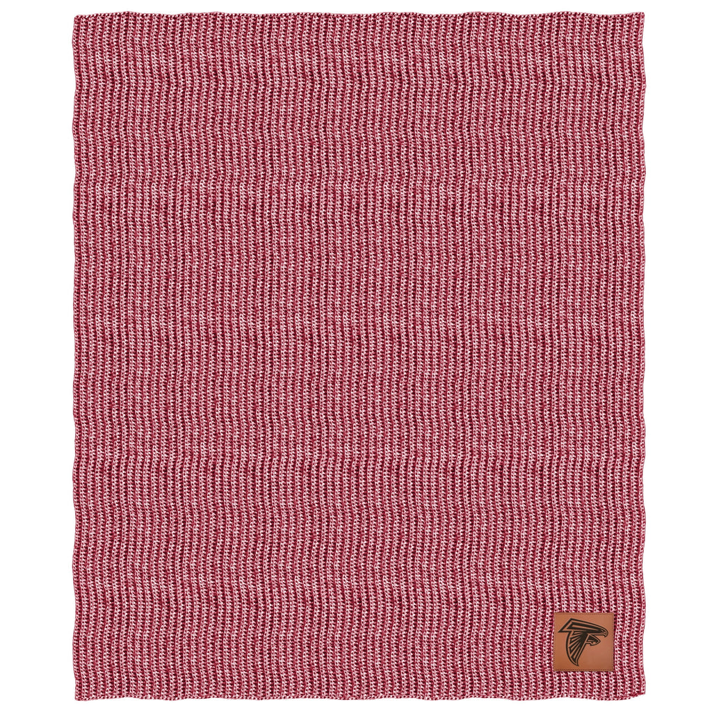 Two-Tone Sweater Knit Blanket with Faux Leather Patch V23053