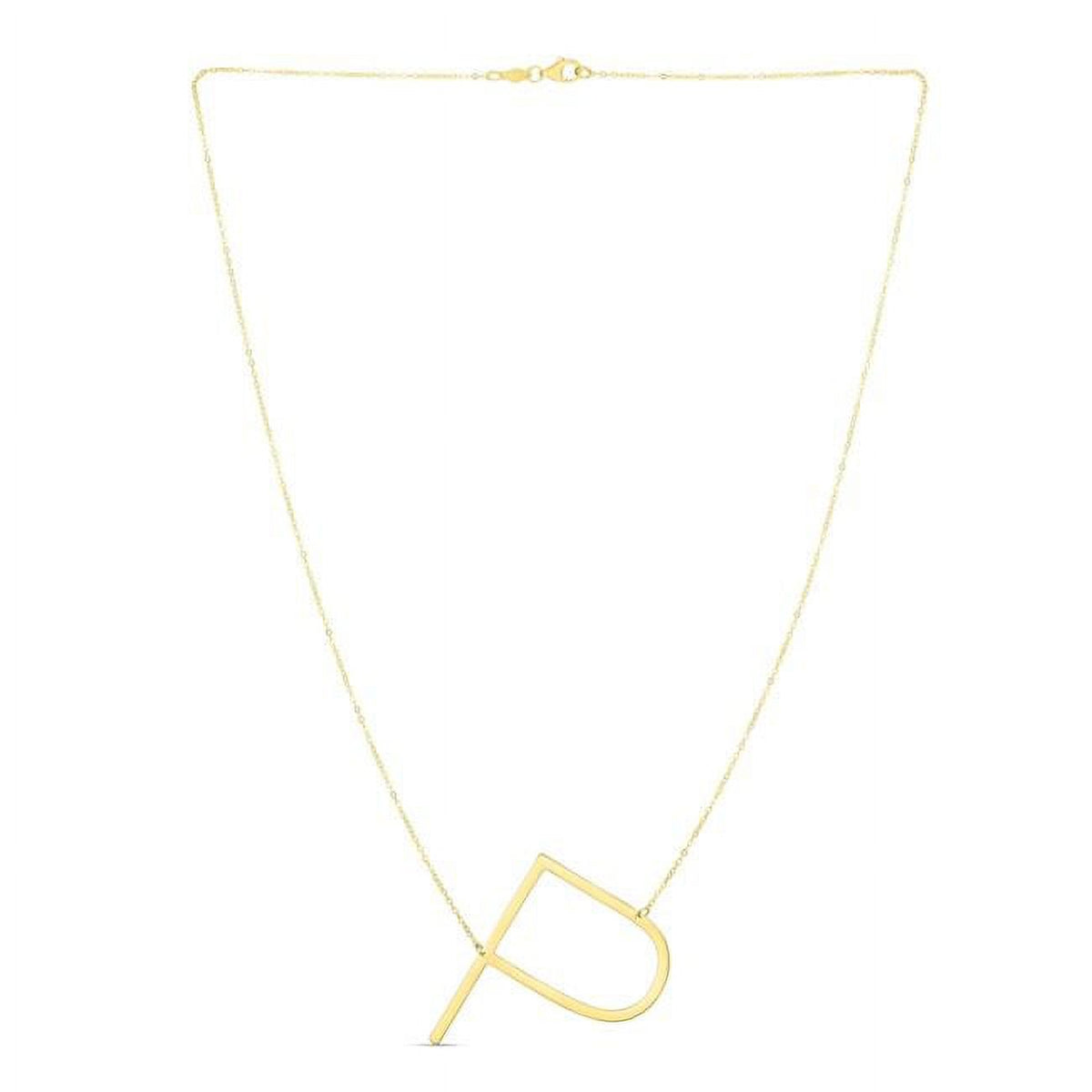 14K Yellow Gold Polished Initial P Necklace with Lobster Clasp P16502