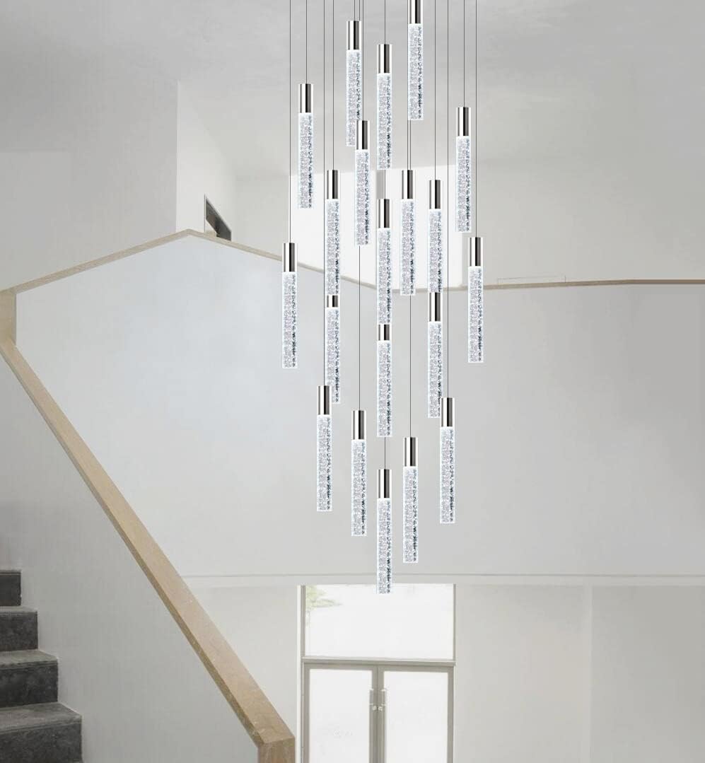 24-Lights Silver Chrome Modern Dimmable Crystal Chandelier Q77426
