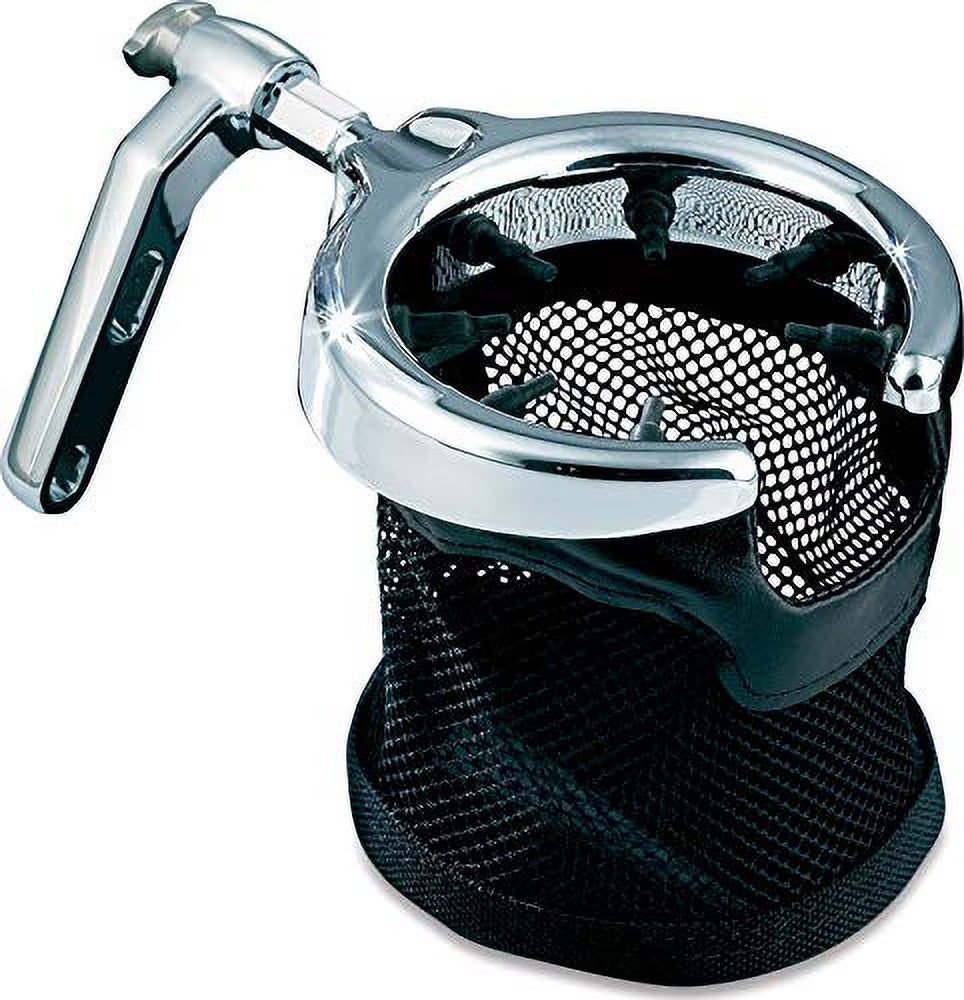 Chrome Motorcycle Handlebar Cup Holder with Mesh Basket Q96947