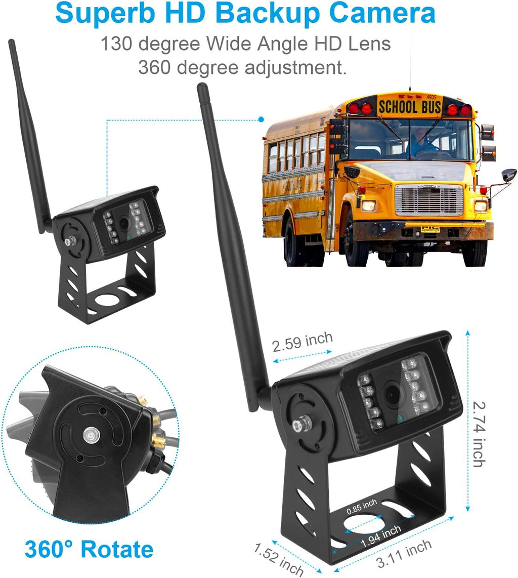7 inch Wireless Backup Camera Monitor System Kit with HD IP69K Waterproof Night Vision Rear View Camera N3464