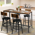 Rustic Brown PU Upholstered Bar Table Set of 4 with 4 Stools D57192