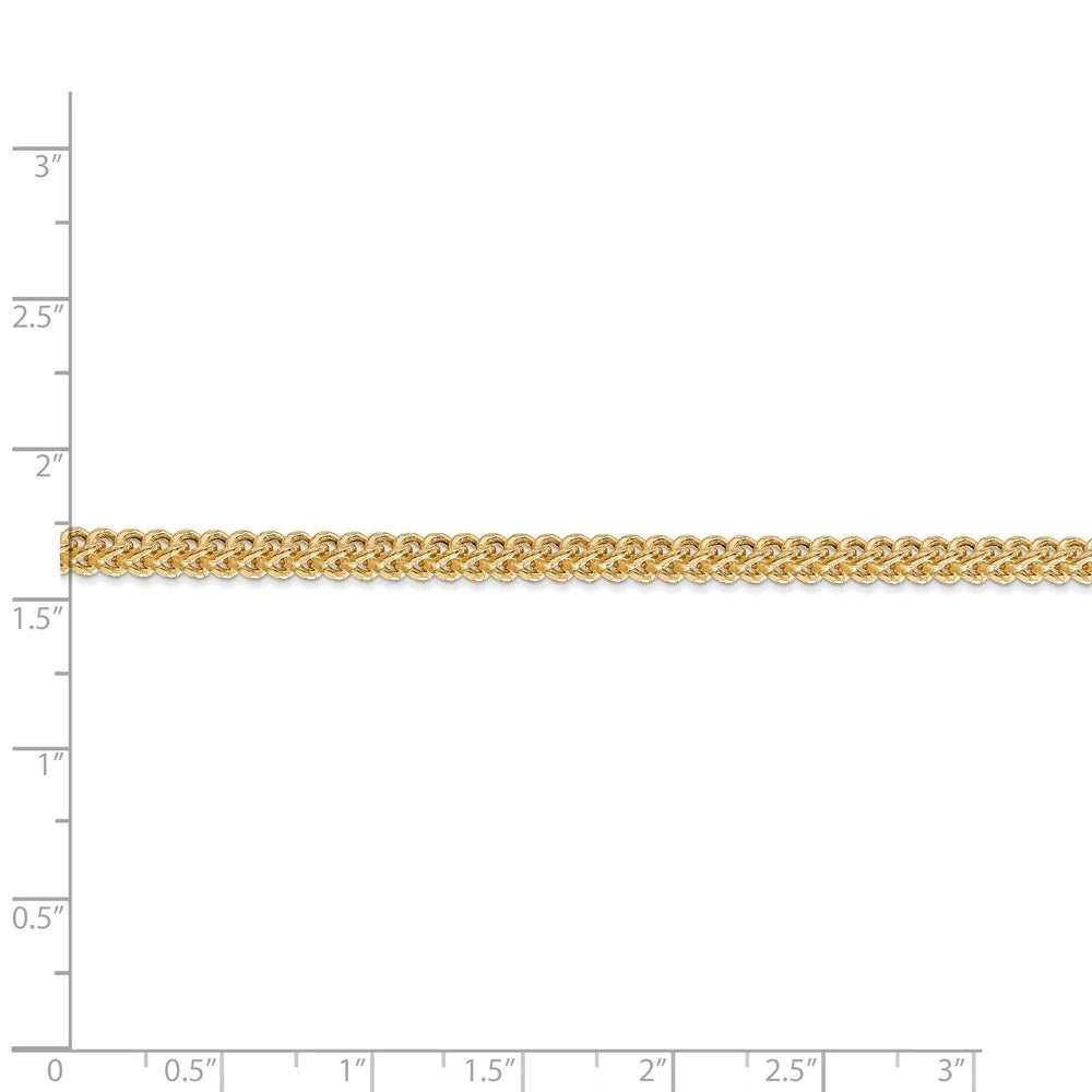 14kt Yellow Gold 3mm Semi-Solid Franco Chain 24 inch Lobster Clasp E7571