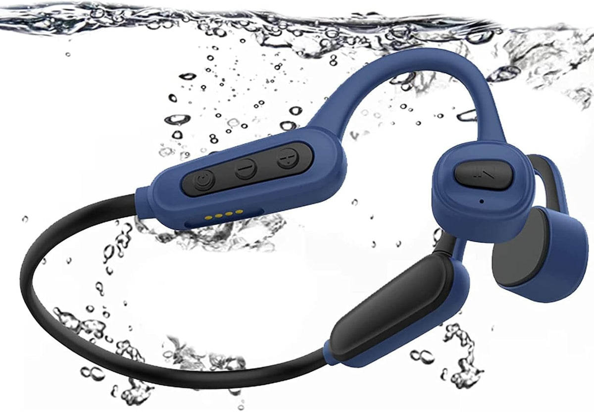 IPX8 Waterproof Bone Conduction Open Ear Headphones with 16G Memory Grey Z89973
