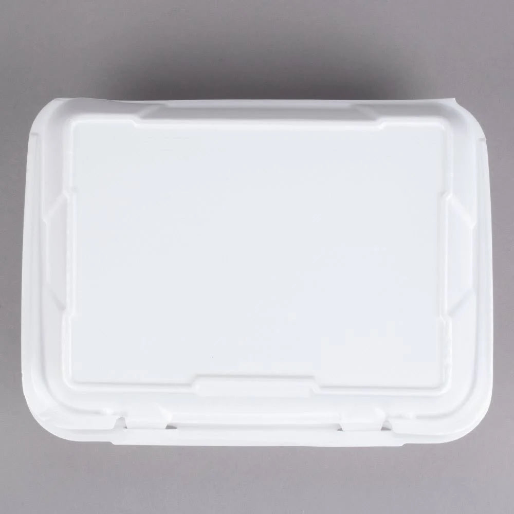 White 2-Compartment Hinged Lid Foam Container A321