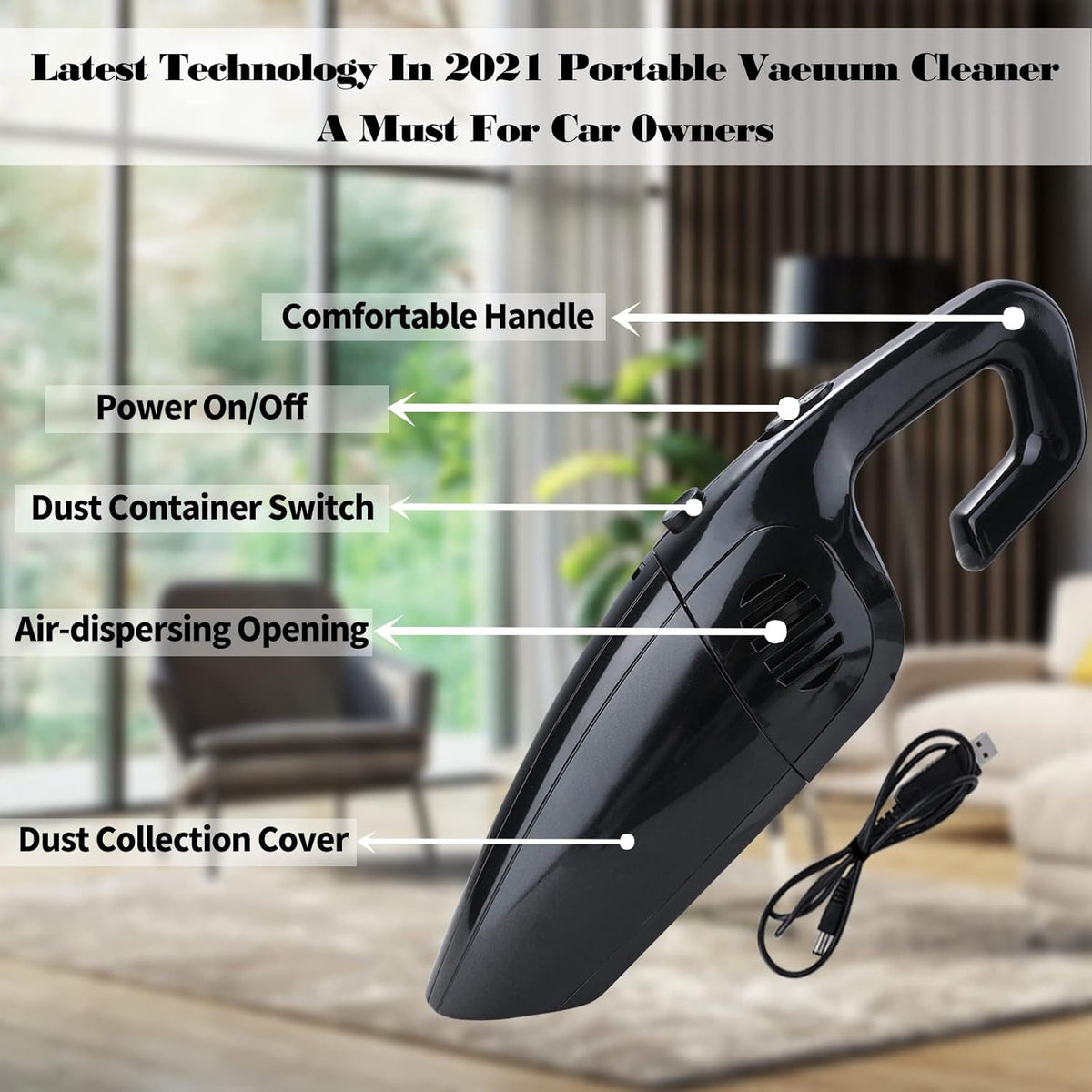 Handheld Cordless Rechargeable Car Vacuum Cleaner, 7000PA Wet Dry Mini Dust Buster, Lithium-ion, Pack of 2 H14890