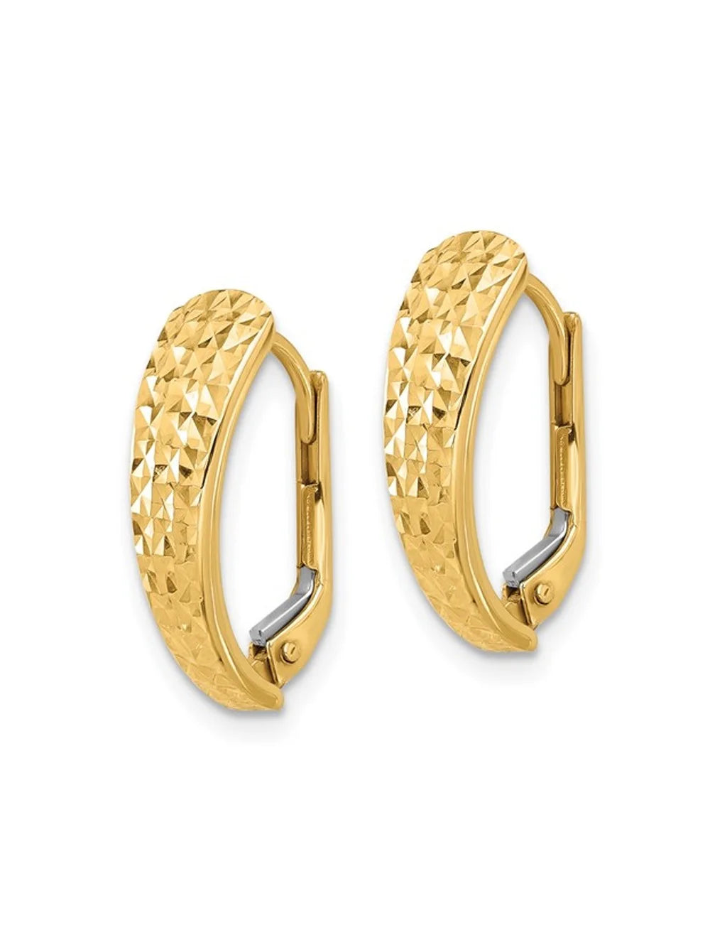 14K Yellow Gold Leverback Hoop Earrings J37089