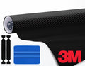 Black Carbon Fibre Vinyl Film 48 Inch x 1ft Roll with Squeegee and Felt Edge Decals I186556
