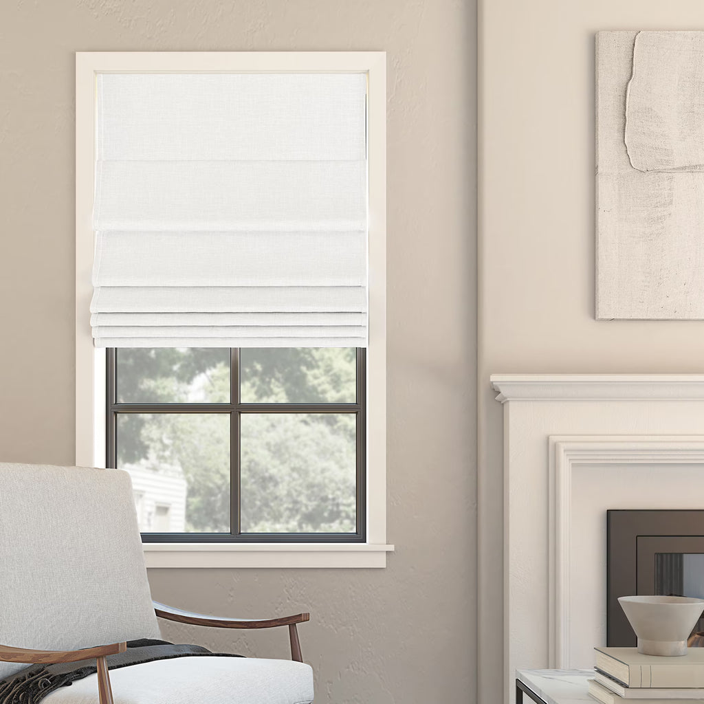 White 100% Blackout Cordless Roman Shade L494650