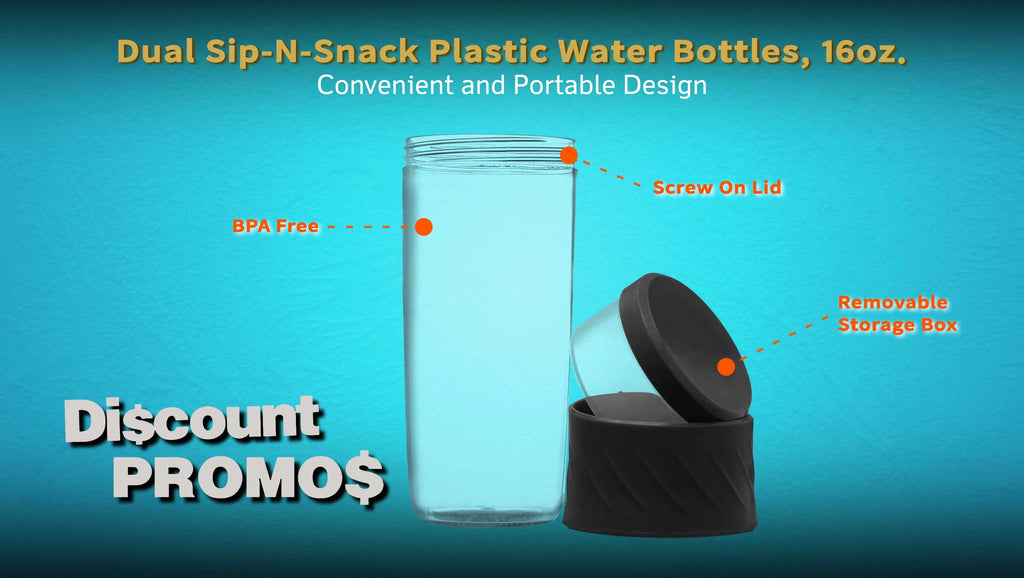 Black 16 oz Plastic Water Bottles Set of 10 J607