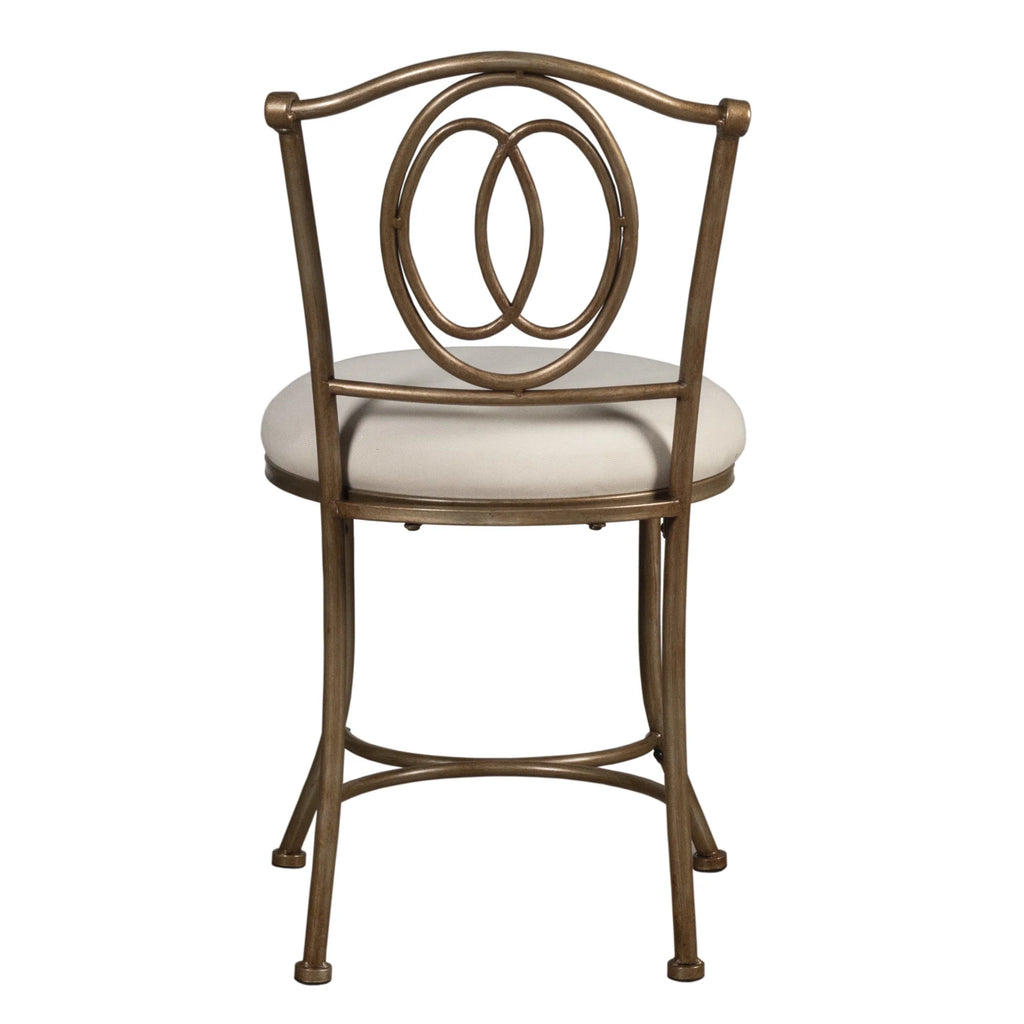 Golden Bronze Upholstered Metal Vanity Stool B3711