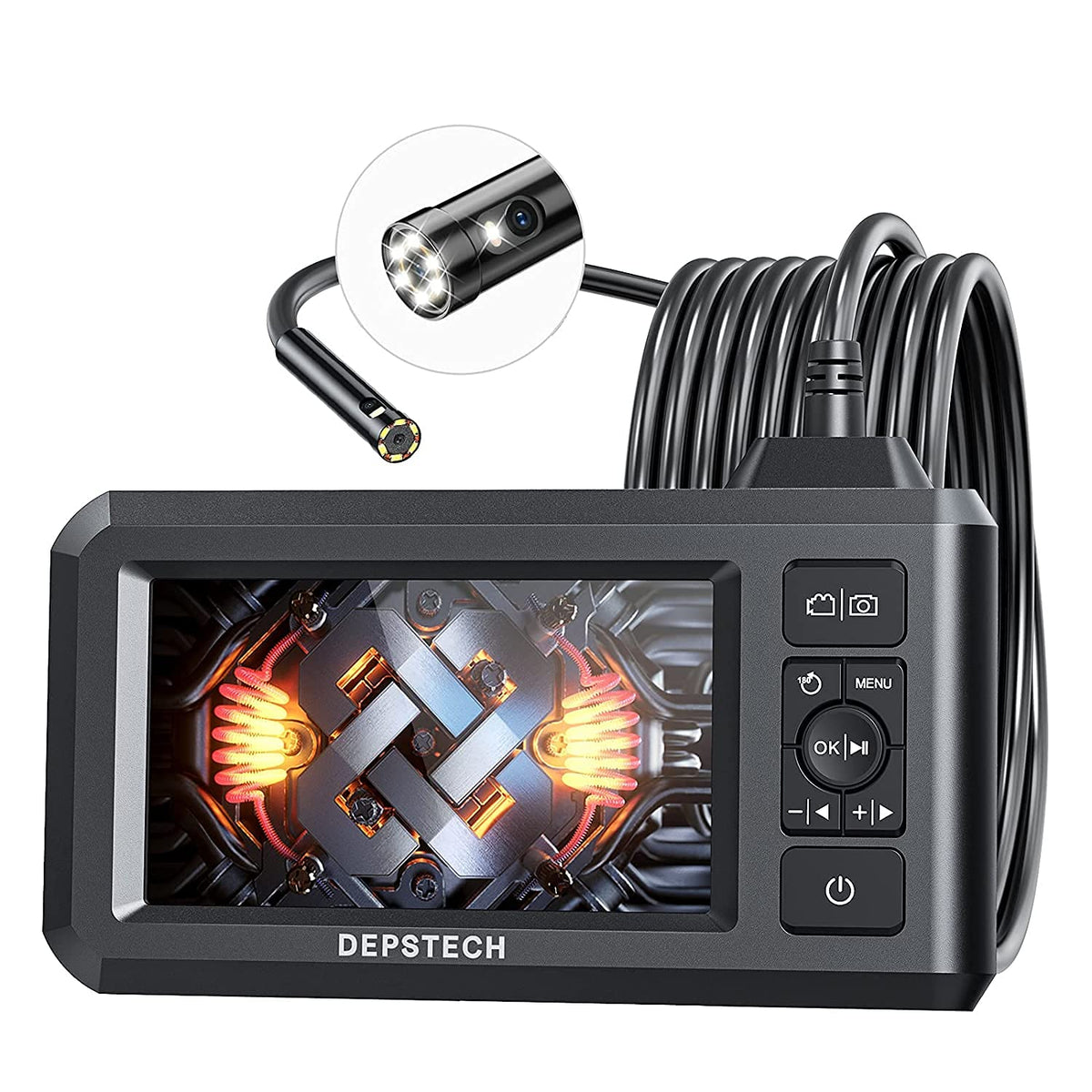 Dual Lens Industrial Endoscope with 16.5FT Semi-Rigid Cable W983957