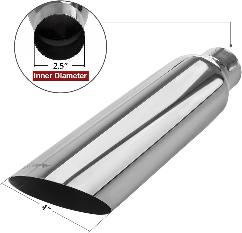 2 PCS Stainless Steel Weld-On Exhaust Tips 18" Long I486782