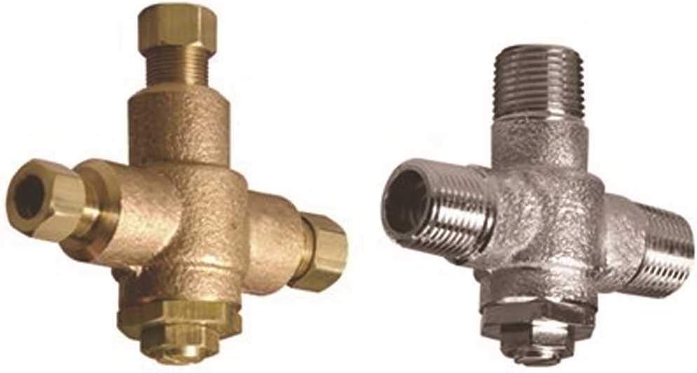 Under Counter Thermostatic Mixing Valve, 3/8 in. Compression, Rough Bronze Q723