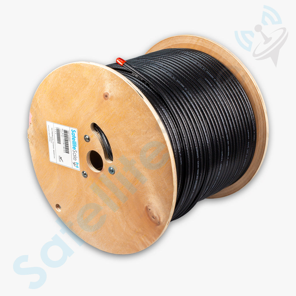 RG6 Trishield 77% Coaxial Cable with Messenger Wire PVC Black 1000 feet F534447